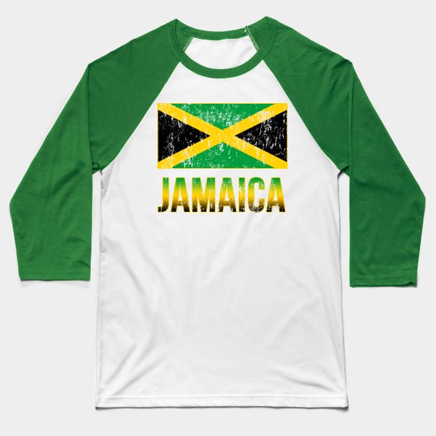 Jamaican Island Flag Baseball T-Shirt by macdonaldcreativestudios